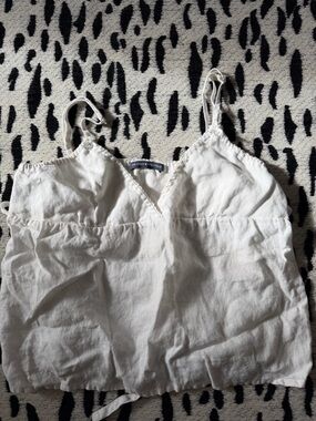 Brandy Melville White Linen Spaghetti Strap Camisole